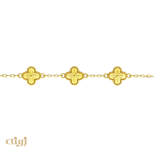دستبند طلا ونکلیف تراش سه گل سبک