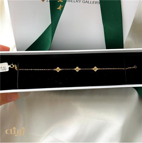 دستبند طلا ونکلیف تراش سه گل سبک