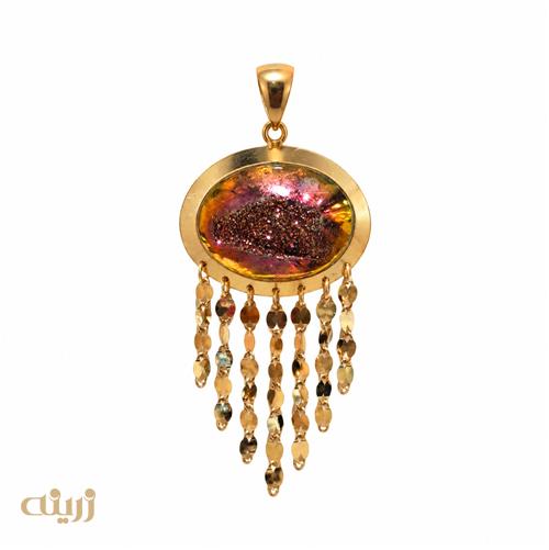 آویز طلا کشهکشان طرح بیضی افقی کد N0898