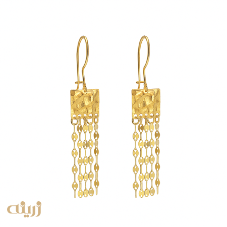 گوشواره طلا عصایی چکش خور شرابه ای 