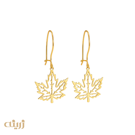 گوشواره طلا عصایی برگ پاییزی ظریف 