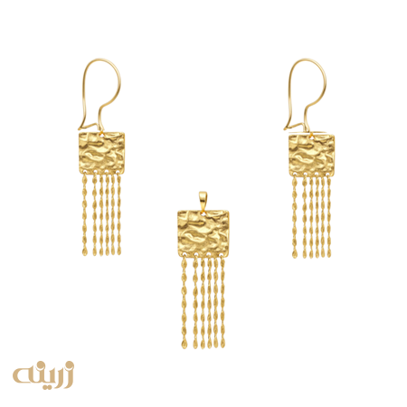 نیم ست طلا چکش خور شرابه ای 