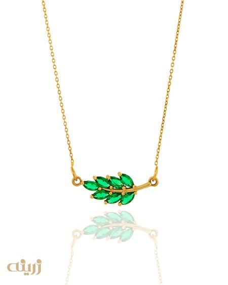 گردنبند طلا برگ زیتون طرح جواهر