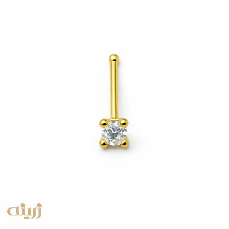 پیرسینگ بینی طلا تک نگین 