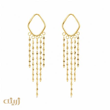 گوشواره طلا شرابه ای با قفل لوزی کد E0234