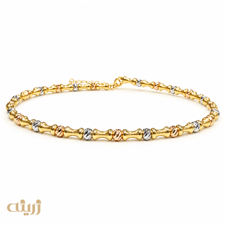 دستبندالنگویی طلا بامبو با گوی تراش لوکس کد B0298 