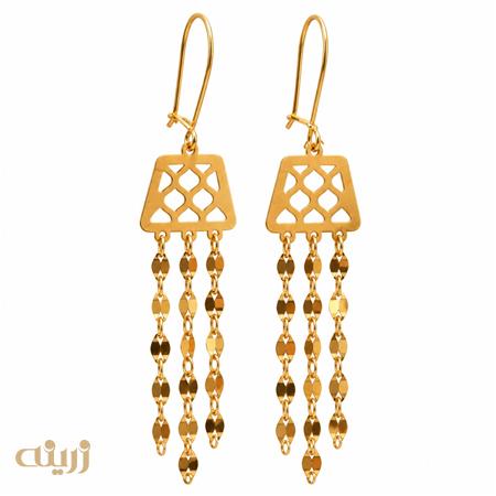 گوشواره طلا مراکشی با زنجیر پولکی کد E0336