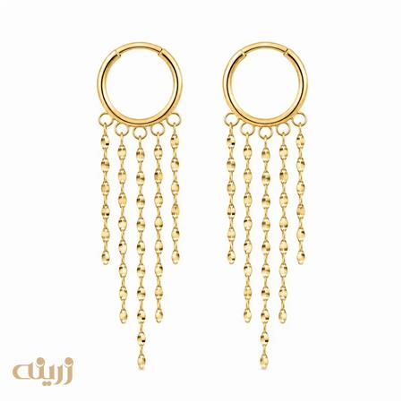 گوشواره طلا شرابه ای با قفل حلقه ای  