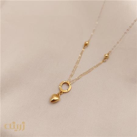 گردنبند  حلقه کارتیه با گوی و قلب
