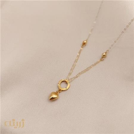 گردنبند  حلقه کارتیه با گوی و قلب