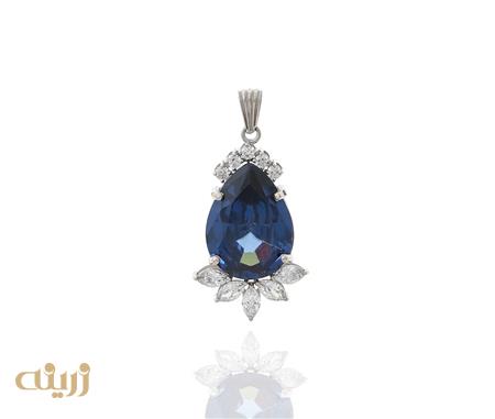 آویز طلا طرح جواهر اشکی کبود