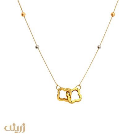 گردنبند طلا دو ونکلیف با گوی براق لوکس