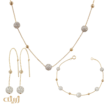 نیم ست طلا گوی کریستالی سواروسکی 