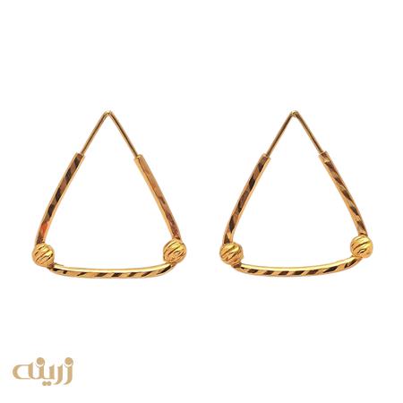 گوشواره طلا تراش مثلث با دو گوی 