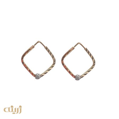 گوشواره طلا تراش مربعی تک گوی 