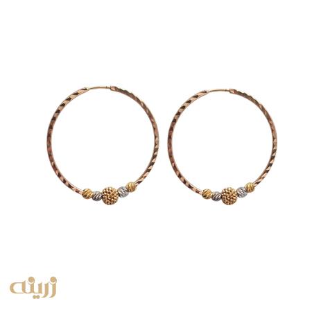 گوشواره طلا تراش دایره ای با گوی کونیک