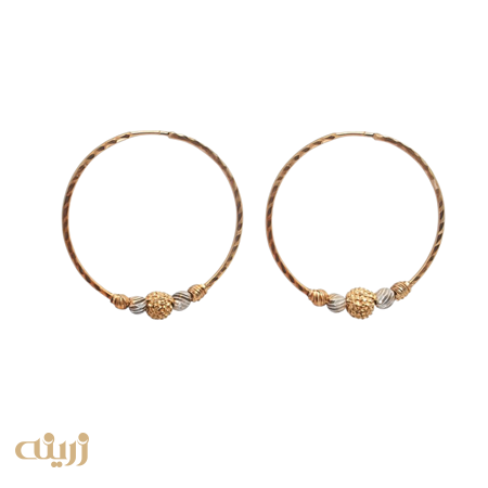 گوشواره طلا تراش دایره ای با گوی کونیک