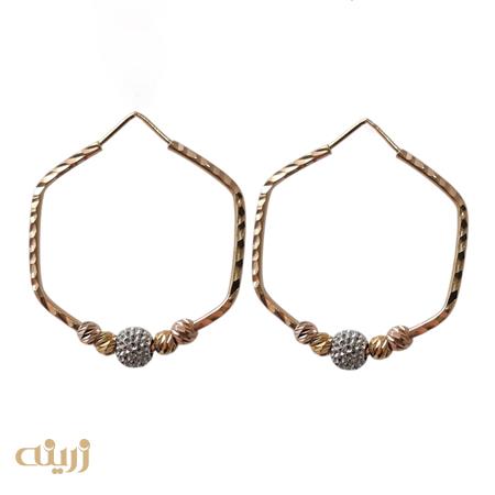 گوشواره طلا تراش شش ضلعی با گوی کونیک