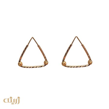 گوشواره طلا تراش مثلث با دو گوی 