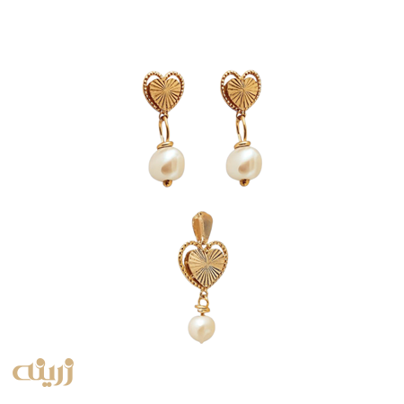 نیم ست قلب تراش با مروارید