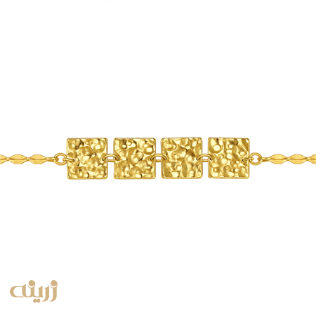 دستبند طلا چکش خور با زنجیر پولکی