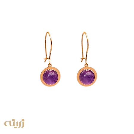 گوشواره طلا عصایی آمیتیست کادویی