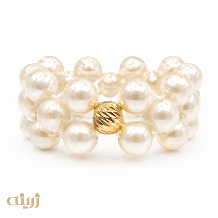 انگشتر طلا مرواریدی با گوی تراش کادوئی 