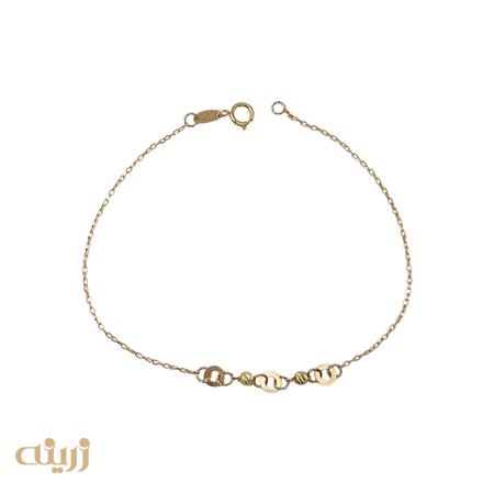 دستبند طلا دایره توخالی و گوی تراش 
