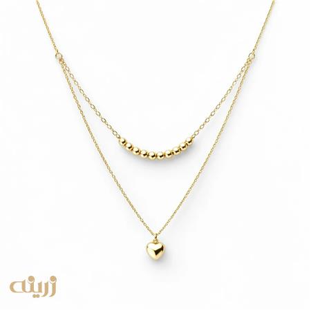 گردنبند طلا دو رج قلب گوی 