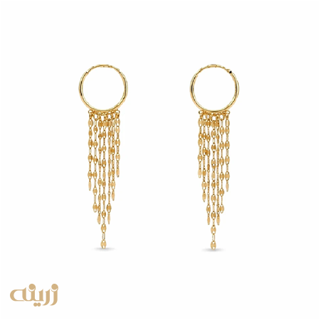 گوشواره طلا شرابه ای با قفل حلقه ای سبک