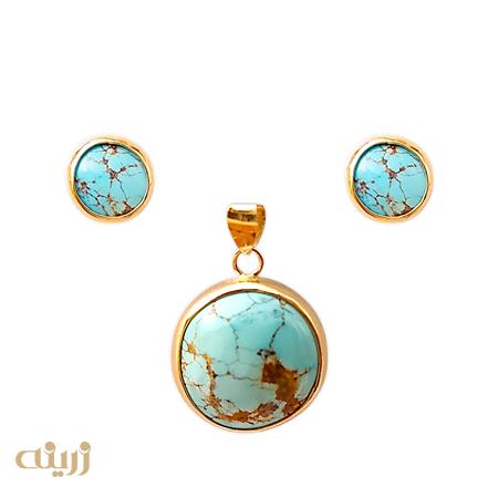 نیمست طلا فیروزه طبیعی دایره ای 