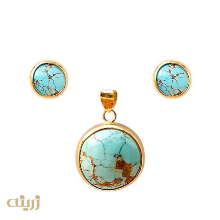 نیمست طلا فیروزه طبیعی دایره ای 