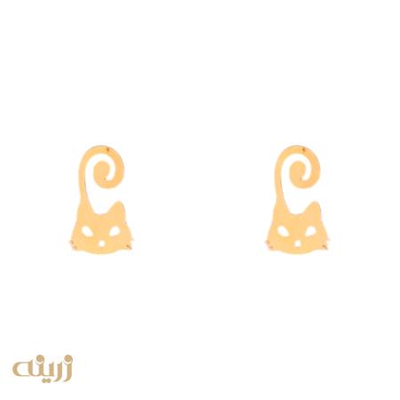 گوشواره طلا میخی طرح گربه دم دراز