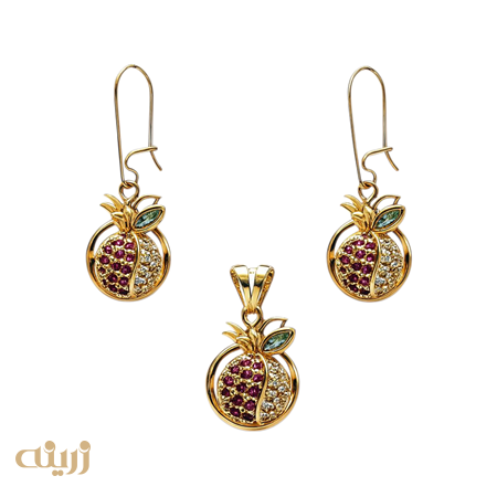 نیم ست طلا انار برگ دار کادویی