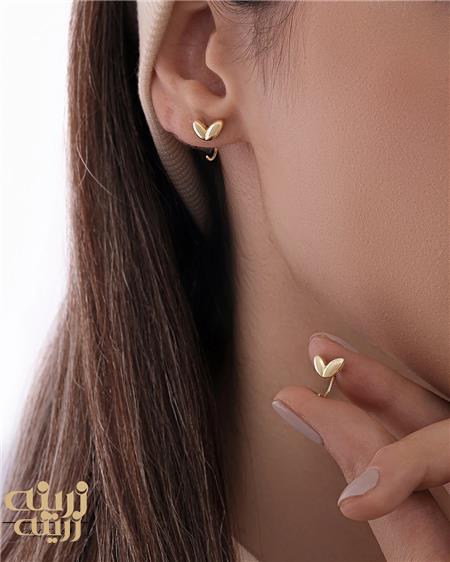 گوشواره طلا عصایی قلب برجسته