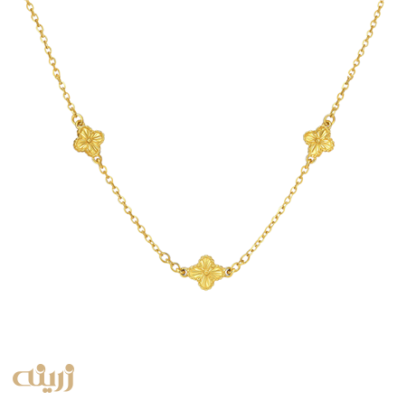 گردنبند طلا ونکلیف تراش پرسی سبک سه گل
